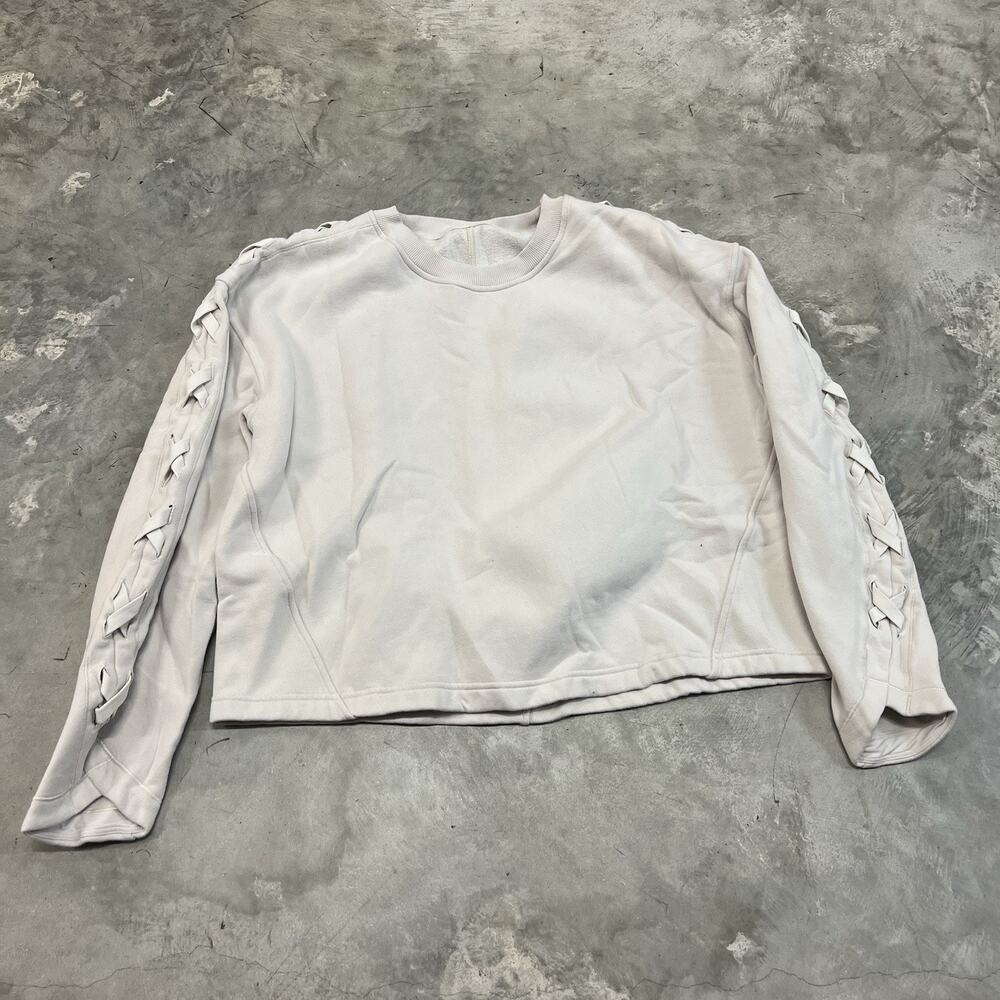 Lululemon Braided Sleeve Pullover size 10 White Opal Sweatshirt Crop Crewneck